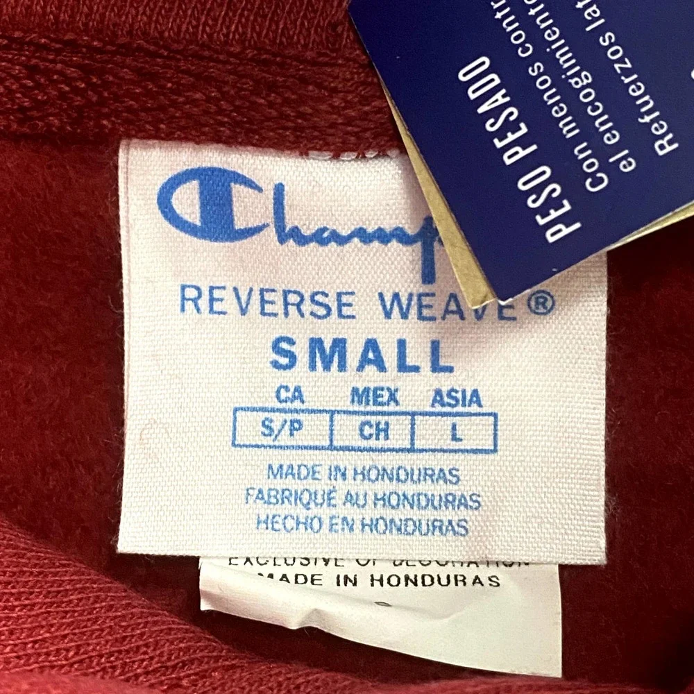 CHAMPION NEW Reverse Weave Fleece Embroidered  Hoodie Maroon Long Sleeve Small - Picture 2 of 5